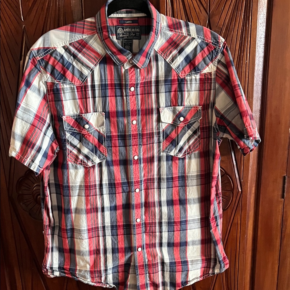 American Rag Red and Blue Checkered Men's Shirt